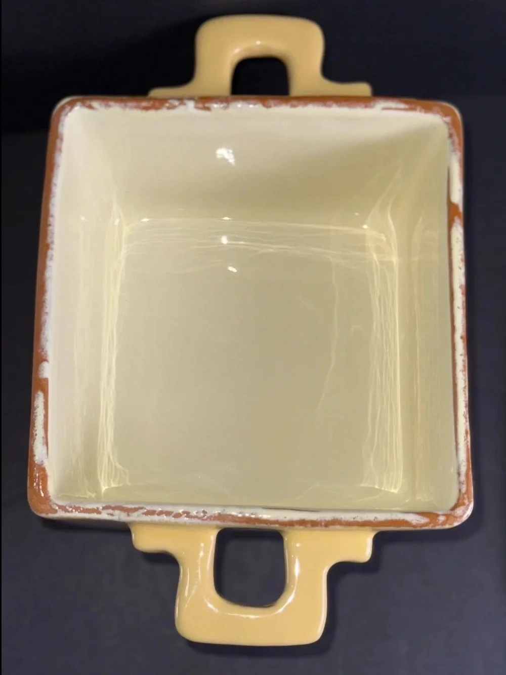 Vietri Cucina Fresca Casserole & Lid 1.75 Quart Square Cream Saffron